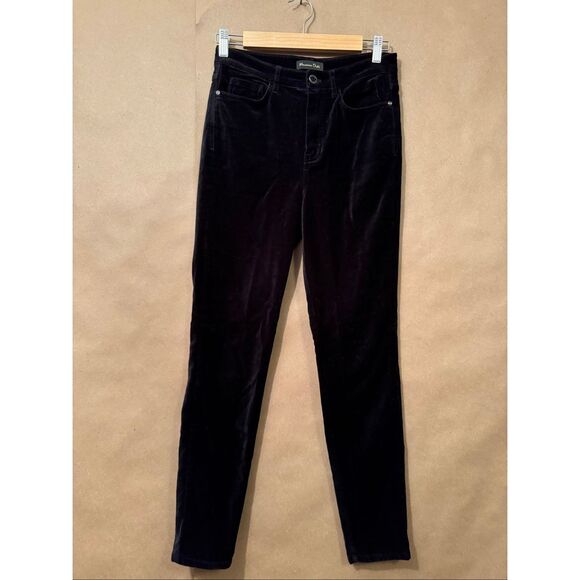 Massimo Dutti Skinny Black Velvet Pants - Picture 1 of 5
